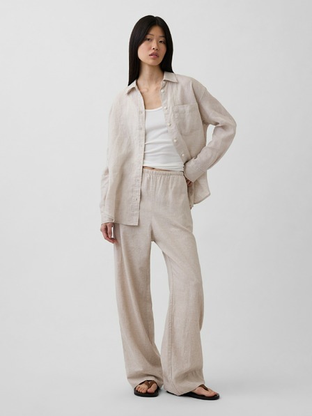 GAP Pantaloni din in Relaxed Wide-Leg GAP