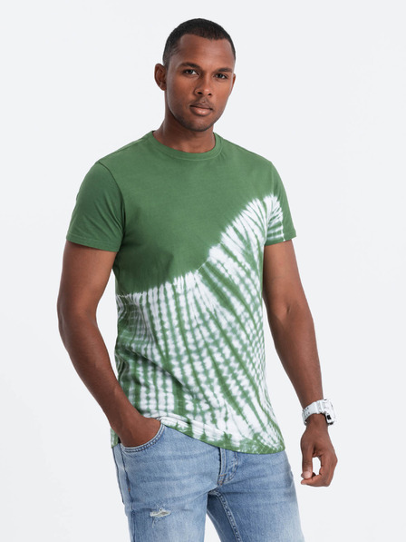 Ombre Clothing Cămașă batik verde închis pentru bărbați Ombre Clothing
