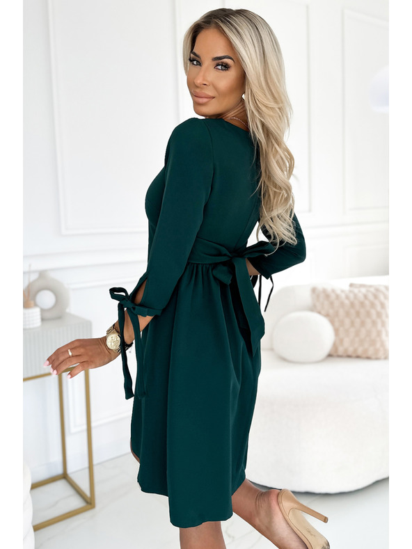 numoco Rochie trapez cu fundițe - verde Numoco ALICE