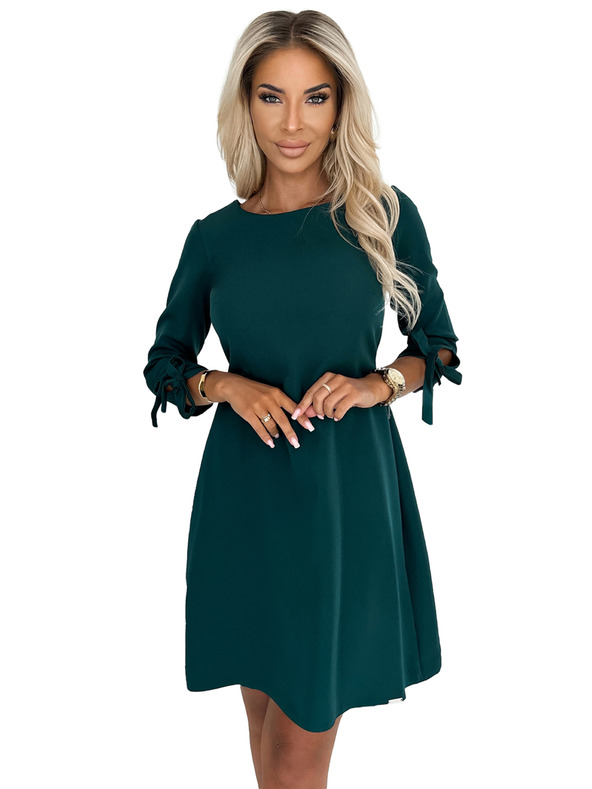 numoco Rochie trapez cu fundițe - verde Numoco ALICE