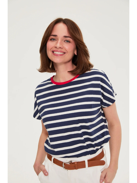 Moodo Tricou dungat din bumbac bleumarin Moodo