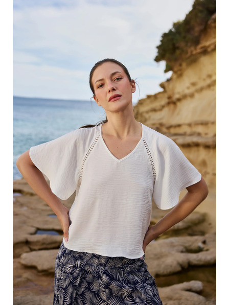 Moodo Cămașă cu mâneci largi albă Moodo