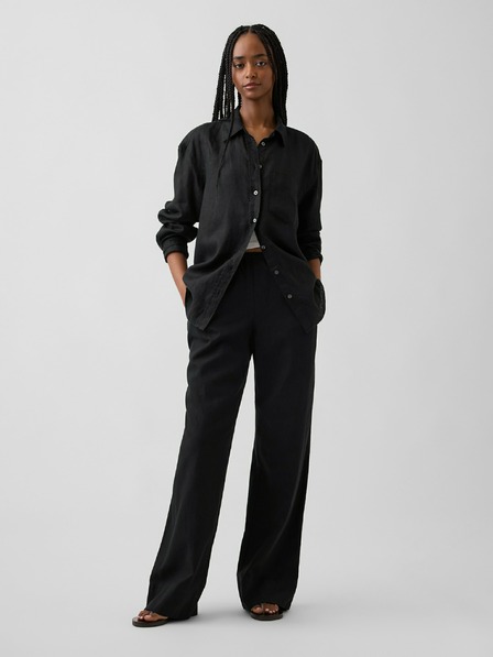 GAP Pantaloni din in Relaxed Wide-Leg GAP