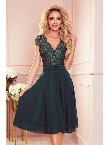 numoco Rochie din șifon cu decolteu din dantelă - verde Numoco LINDA