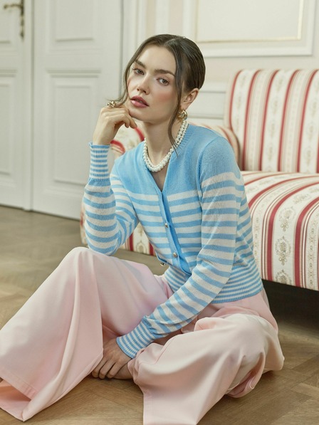 Orsay Cardigan bleu deschis cu dungi pentru femei ORSAY