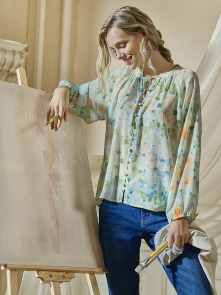 Orsay Bluză verde deschis cu model pentru femei ORSAY