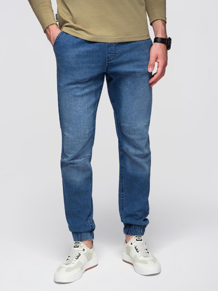 Ombre Clothing Pantaloni denim pentru bărbați JOGGERS cu efect spălat - albastru V2 OM-PADJ-0267 Ombre Clothing