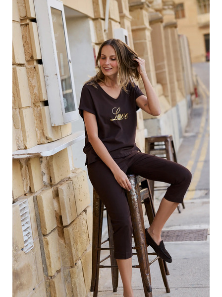 Moodo Bluză maro cu imprimeu Moodo