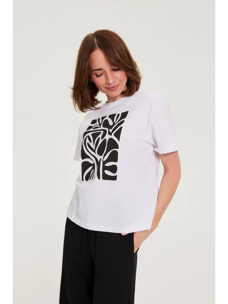Moodo Bluză cu imprimeu alb Moodo
