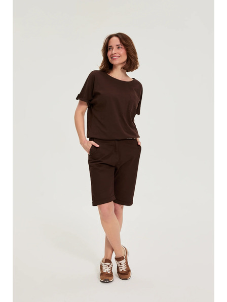 Moodo Pantaloni scurți din bumbac maro Moodo