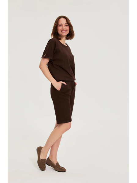 Moodo Pantaloni scurți din bumbac maro Moodo