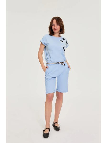 Moodo Pantaloni scurți din bumbac albastru cer Moodo