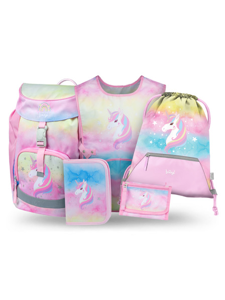 BAAGL  BAAGL SET 5 Airy Rainbow Unicorn: rucsac, penar, saculet, sort, portofel