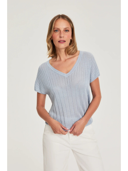 Moodo Pulover albastru deschis cu mânecă scurtă Moodo