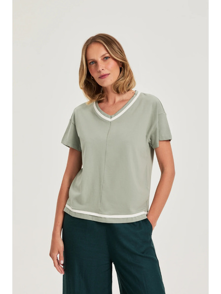 Moodo Bluză olive cu decolteu în V Moodo