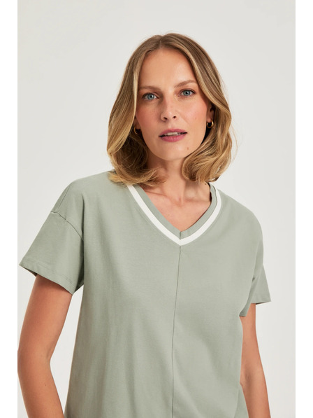 Moodo Bluză olive cu decolteu în V Moodo