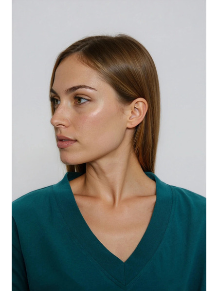 Moodo Tricou din bumbac cu decolteu în "V" verde Moodo