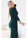 numoco Rochie lungă elegantă cu decolteu tip plic și cărpă - verde sticlă