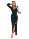 numoco Rochie lungă elegantă cu decolteu tip plic și cărpă - verde sticlă