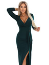 numoco Rochie lungă elegantă cu decolteu tip plic și cărpă - verde sticlă