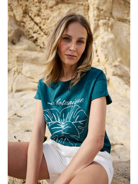 Moodo Tricou din bumbac cu imprimeu verde Moodo