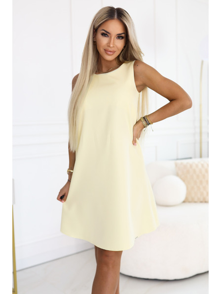 numoco VICTORIA Rochie trapez fără mâneci cu curea - galben unt