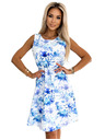 numoco VICTORIA Rochie albă cu model trapezoidal - model albastru