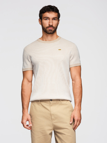 Ombre Clothing Cămașă pentru bărbați structurată din tricot bumbac - alb V1 OM-TSCT-0265 Ombre Clothing