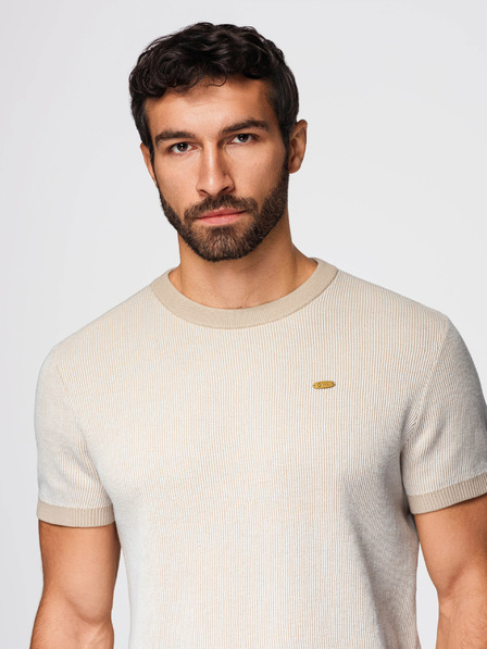 Ombre Clothing Cămașă pentru bărbați structurată din tricot bumbac - alb V1 OM-TSCT-0265 Ombre Clothing