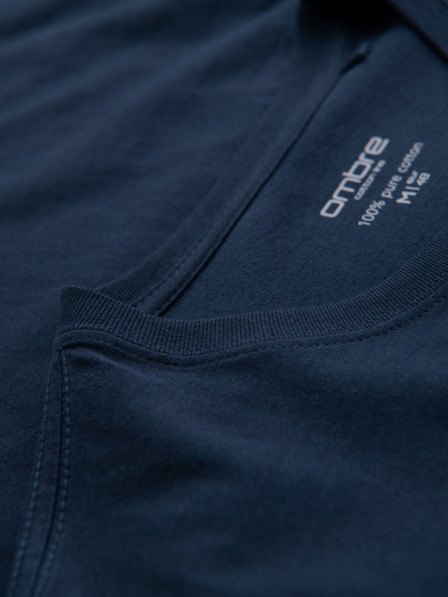 Ombre Clothing Tricouri pentru bărbați din bumbac BASIC cu decolteu rotund - negru/verde/kaki V3 OM-TSBS-0268 Ombre Clothing