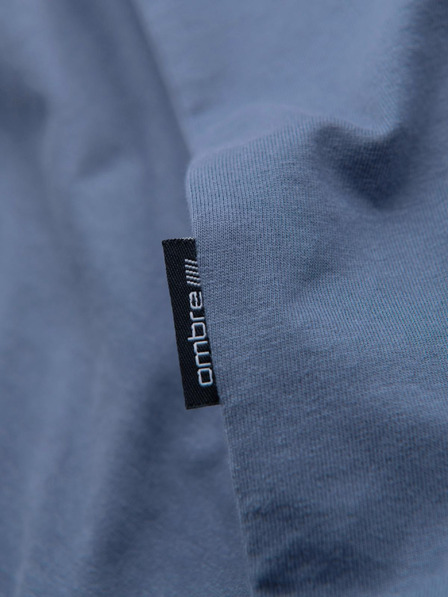 Ombre Clothing Tricou din bumbac BASIC pentru bărbați cu decolteu rotund - alb/grafit/albastru denim V8 OM-TSBS-0268 Ombre Clothing