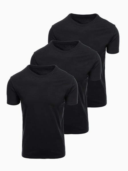 Ombre Clothing Tricou din bumbac BASIC pentru bărbați cu decolteu rotund - 3x negru V9 OM-TSBS-0268 (3x NEGRE) Ombre Clothing