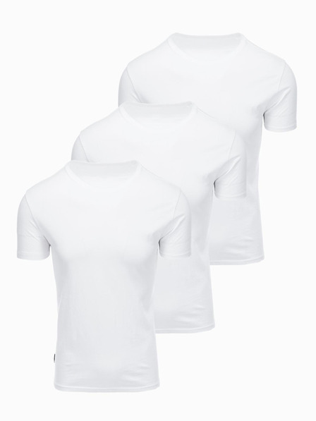 Ombre Clothing Tricou din bumbac BASIC pentru bărbați cu decolteu rotund - 3x alb V11 OM-TSBS-0268 (3x ALBE) Ombre Clothing