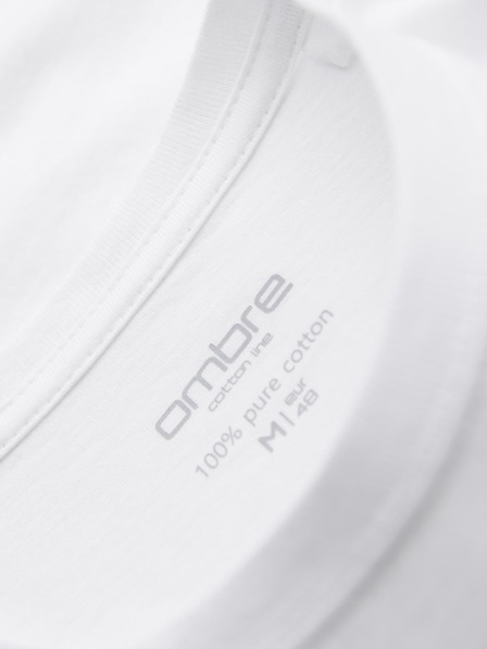 Ombre Clothing Set de tricouri din bumbac BASIC pentru bărbați cu decolteu rotund - gri-verde/alb/bej V14 OM-TSBS-0268 Ombre Clothing