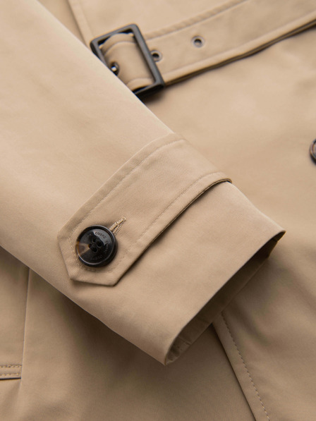 Ombre Clothing Sacou elegant pentru bărbați cu două rânduri de nasturi SLIM FIT cu centură - bej V1 OM-COLC-0146 Ombre Clothing