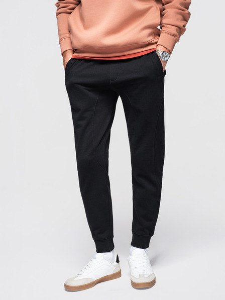 Ombre Clothing Pantaloni de trening bărbătești BASIC cu pernă nervurată - negru V5 OM-PABS-0305 Ombre Clothing