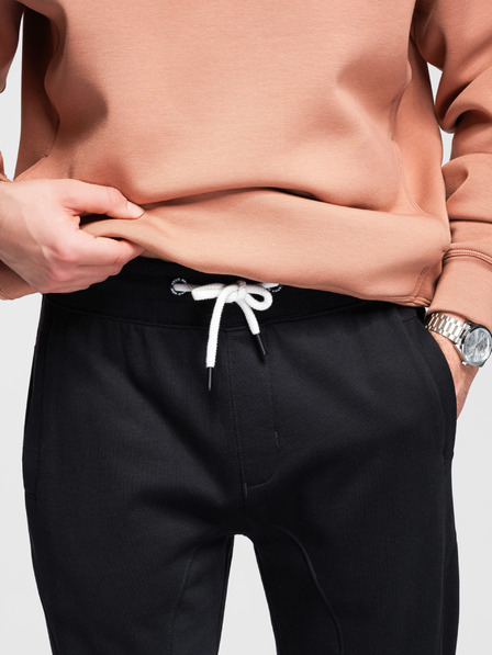 Ombre Clothing Pantaloni de trening bărbătești BASIC cu pernă nervurată - negru V5 OM-PABS-0305 Ombre Clothing