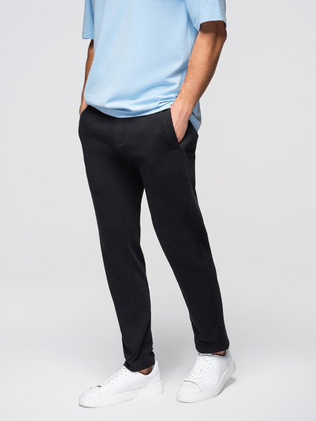 Ombre Clothing Pantaloni de trening bărbătești din bumbac BASIC fără căptușeală - negru V5 OM-PABS-0304 Ombre Clothing