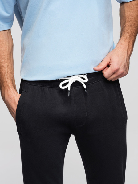 Ombre Clothing Pantaloni de trening bărbătești din bumbac BASIC fără căptușeală - negru V5 OM-PABS-0304 Ombre Clothing