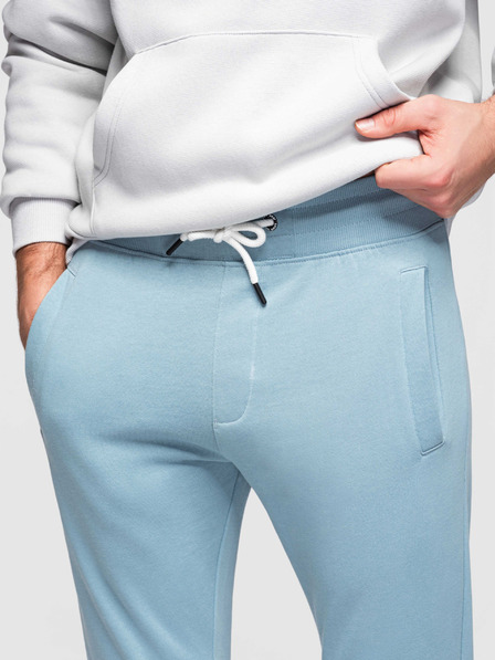 Ombre Clothing Pantaloni de trening bărbătești din bumbac BASIC cu pernă neîncleștată - albastru deschis V7 OM-PABS-0304 Ombre Clothing