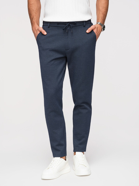 Ombre Clothing Pantaloni casual bărbătești CARROT FIT din tricot jacquard - albastru închis V1 OM-PACP-0292 Ombre Clothing