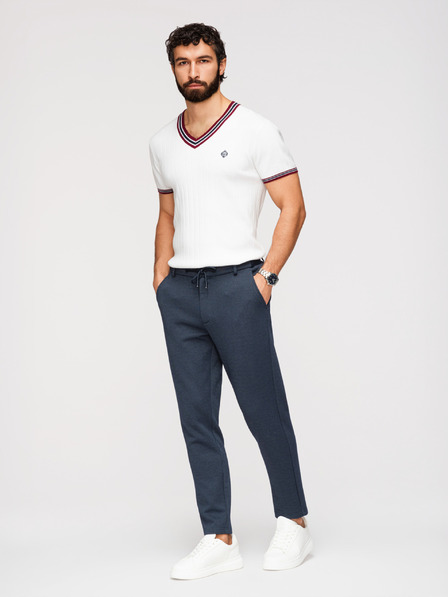 Ombre Clothing Pantaloni casual bărbătești CARROT FIT din tricot jacquard - albastru închis V1 OM-PACP-0292 Ombre Clothing