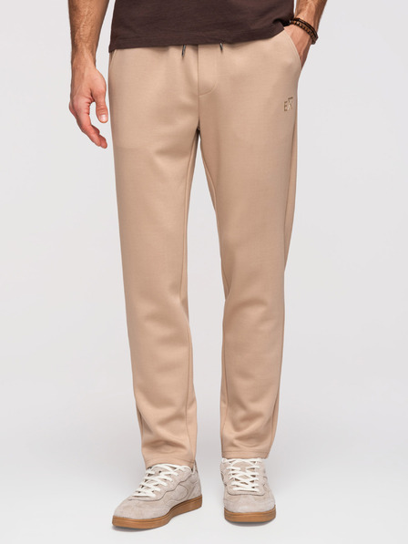 Ombre Clothing Pantaloni de trening bărbătești cu pernă dreaptă din tricot lin - bej V3 OM-PSBC-0221 Ombre Clothing