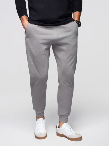 Ombre Clothing Pantaloni de trening bărbătești BASIC cu nervuri pe perne - gri V8 OM-PABS-0305 Ombre Clothing