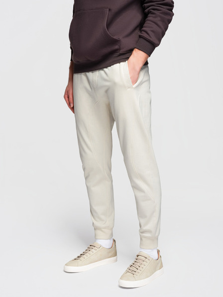 Ombre Clothing Pantaloni de trening bărbătești BASIC cu pernă nervurată - crem V11 OM-PABS-0305 Ombre Clothing