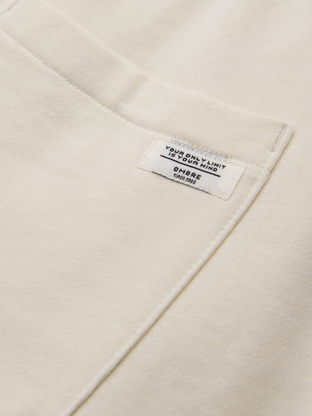 Ombre Clothing Pantaloni de trening bărbătești din bumbac BASIC cu pernă neîncleștată - crem V11 OM-PABS-0304 Ombre Clothing