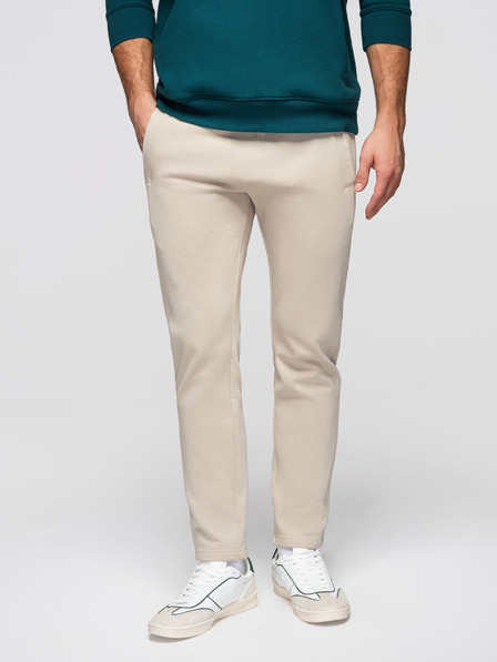 Ombre Clothing Pantaloni de trening bărbătești din bumbac BASIC cu pernă neîncleștată - bej deschis V1 OM-PABS-0304 Ombre Clothing