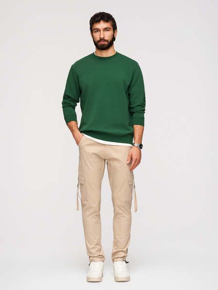 Ombre Clothing Pantaloni cargo bărbătești cu pernă dreaptă și manseta nervurată - nisip V2 P1516 Ombre Clothing