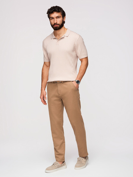 Ombre Clothing Pantaloni chino bărbătești SLIM FIT cu textură fină - maro V2 OM-PACP-0294 Ombre Clothing