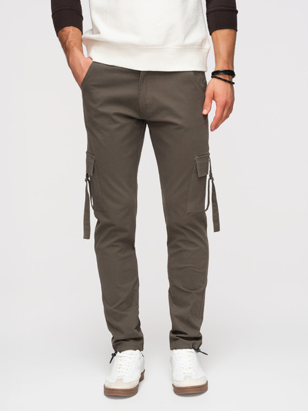 Ombre Clothing Pantaloni cargo bărbătești cu pernă dreaptă și manseta cu șnur - gri grafit V3 P1516 Ombre Clothing